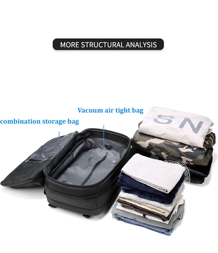 Reisesekk for menn – 17" laptop, stor kapasitet, kompresjon og utvidbar skolesekk