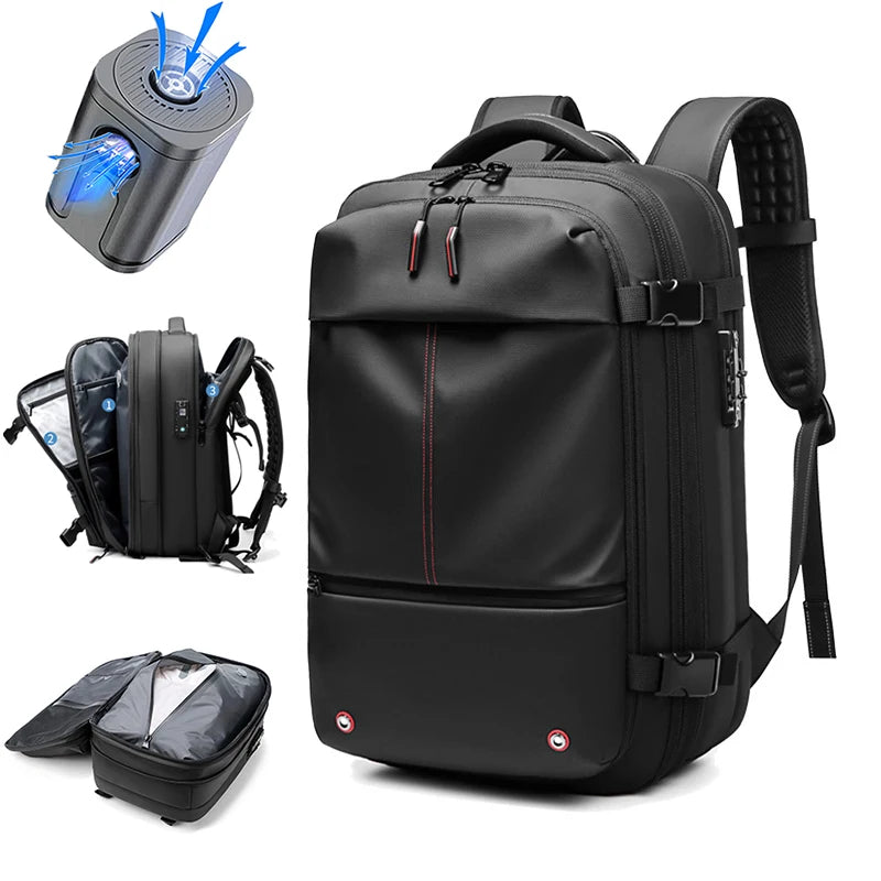 Reisesekk for menn – 17" laptop, stor kapasitet, kompresjon og utvidbar skolesekk