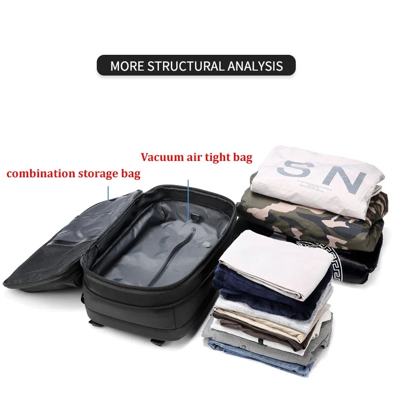 Reisesekk for menn – 17" laptop, stor kapasitet, kompresjon og utvidbar skolesekk